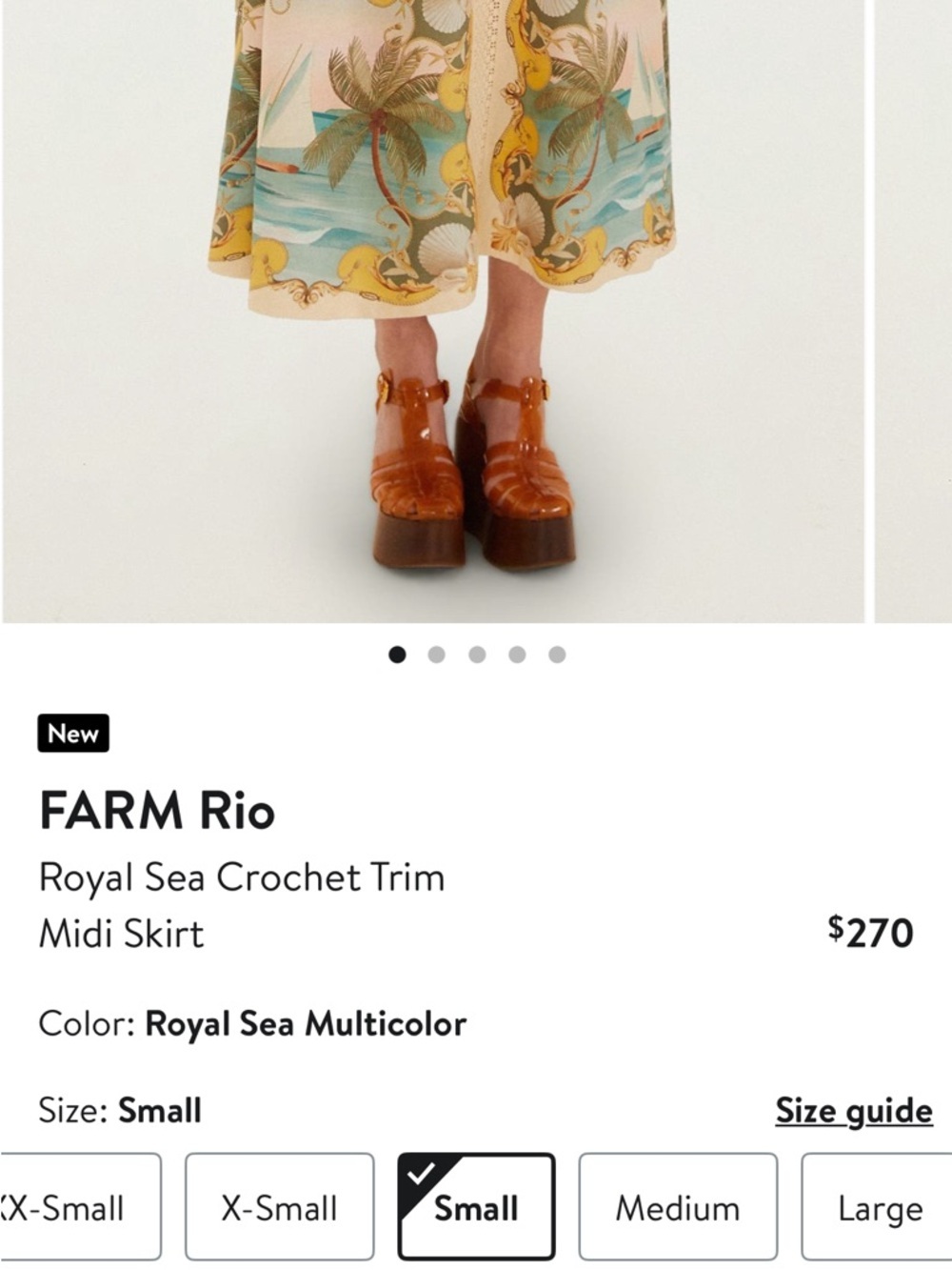 FARM Rio Royal Sea Crochet Trim Midi Skirt - Picture 14 of 15